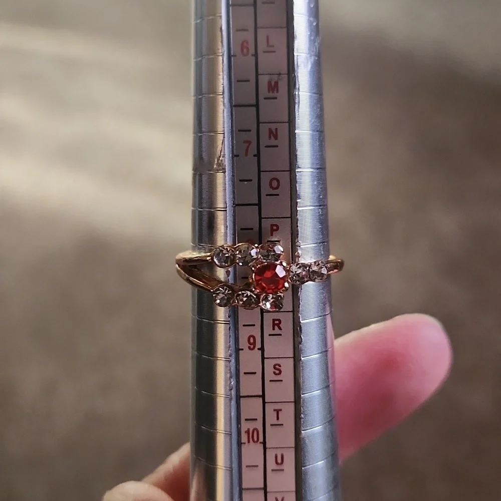 Mod Lily Faux Rose Gold CZ Ruby Ring